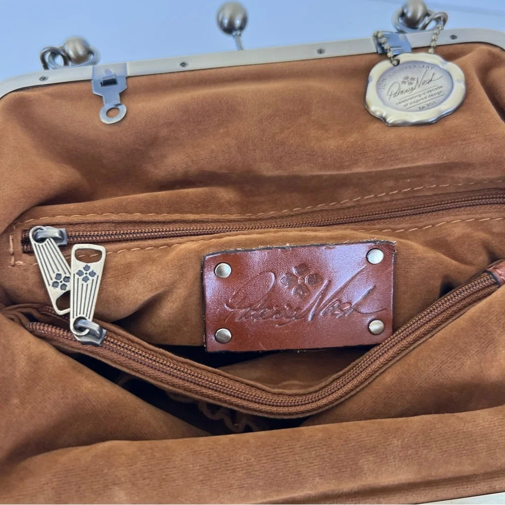 PATRICIA NASH Amalfitana Vintage Botanical Garden Leather Frame Shoulder Satchel